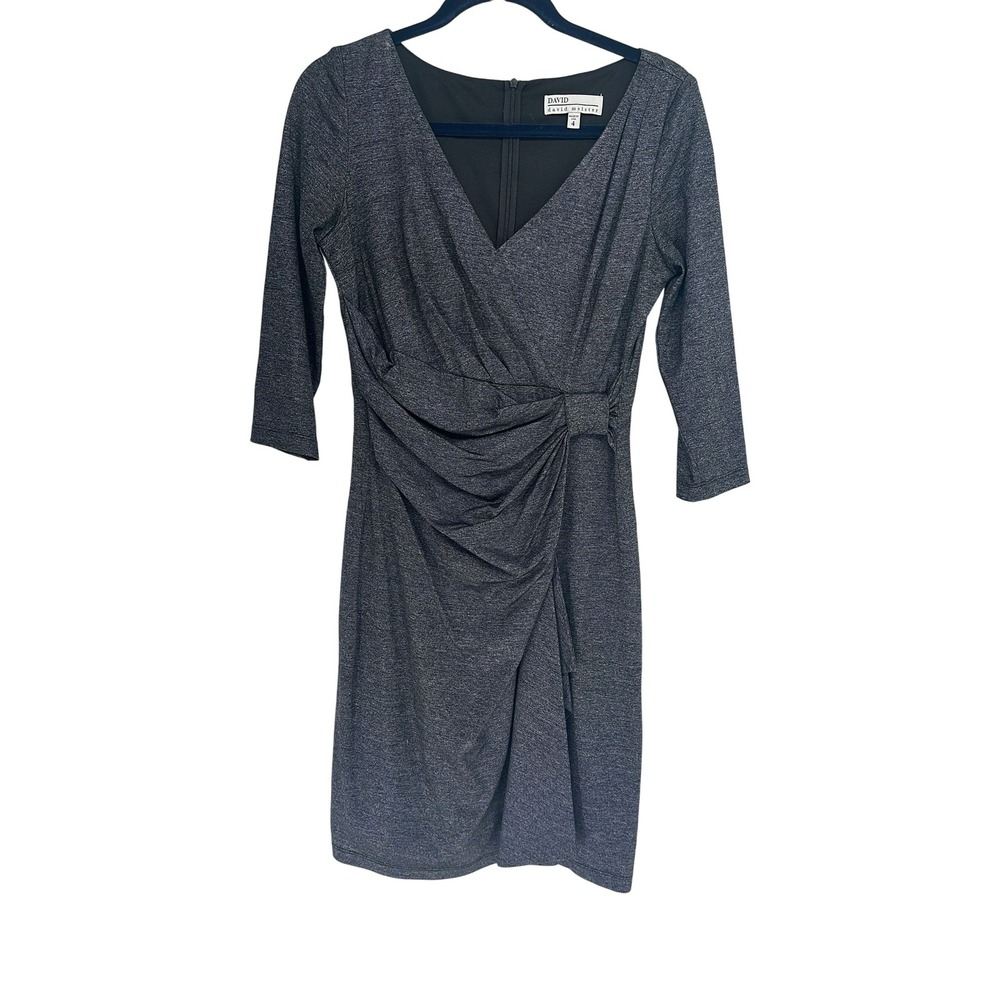 David‎ Meister Women's Gray 3/4 Sleeve Sheath Dress Party Cocktail Event